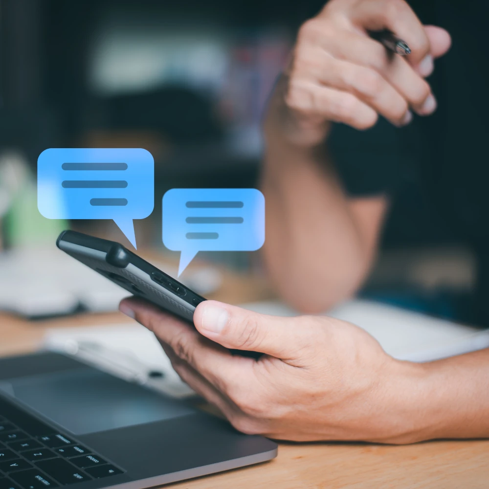 Text messages on a mobile phone